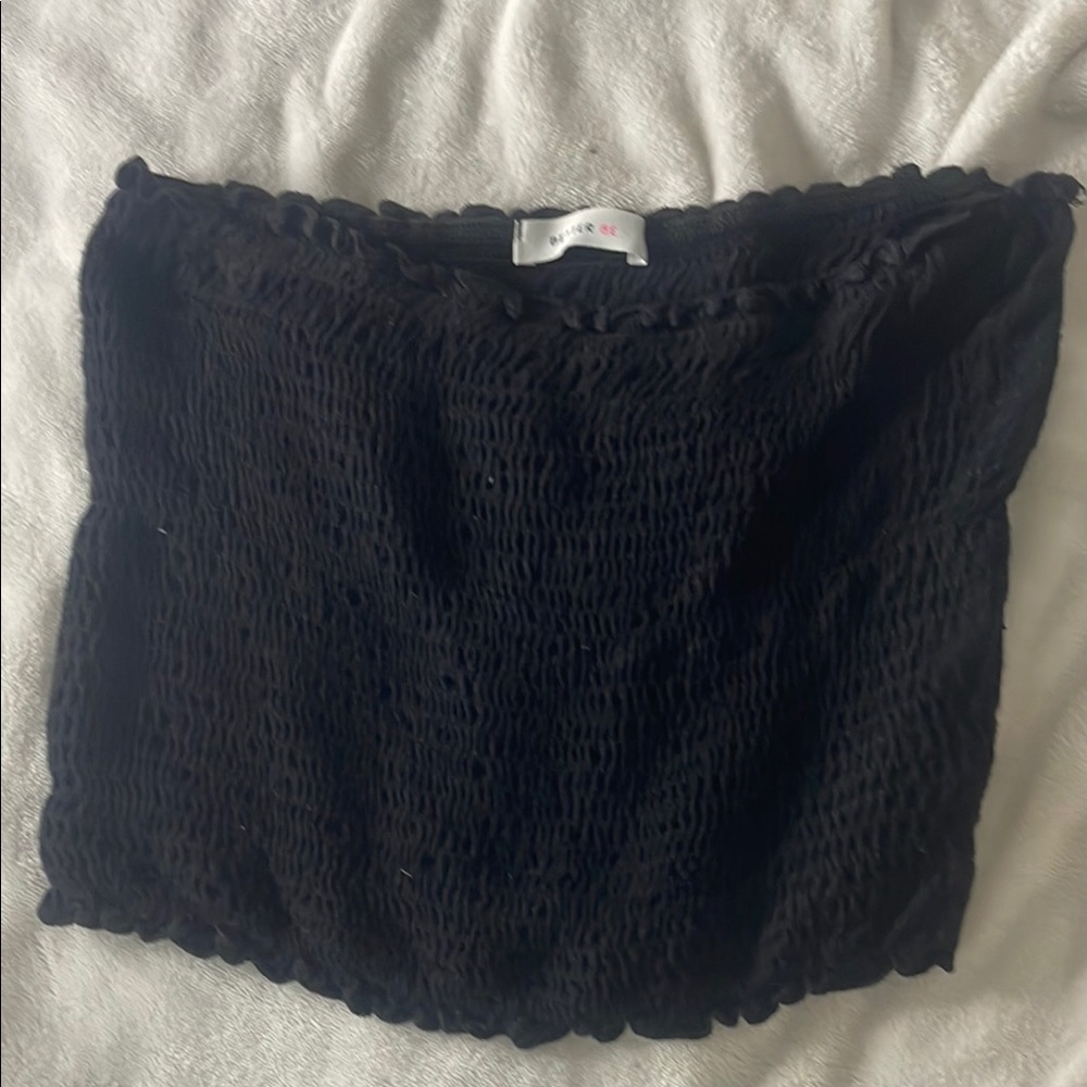 Better Be Black Smocked Crop Top